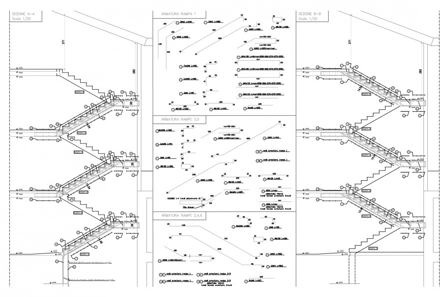 Particolare tecnico strutture scale interne.